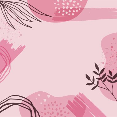 Organik pembe taba rengi, çıplak, çiçekli, soyut arka plan, elle çizilmiş doku, fırça, ayrıl ve minimalist tarzda. El çizimi arkaplanı soyut.