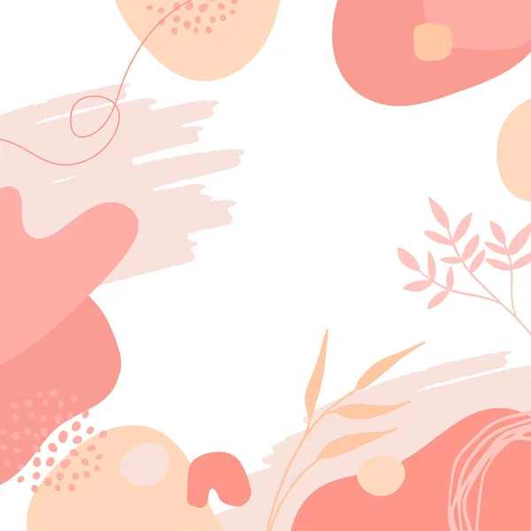 手描きのテクスチャ ブラシ 休暇とミニマリストスタイルと有機ピンクブラウンタンヌード花抽象的な形状の背景 要旨最小手描き背景 — ストックベクタ