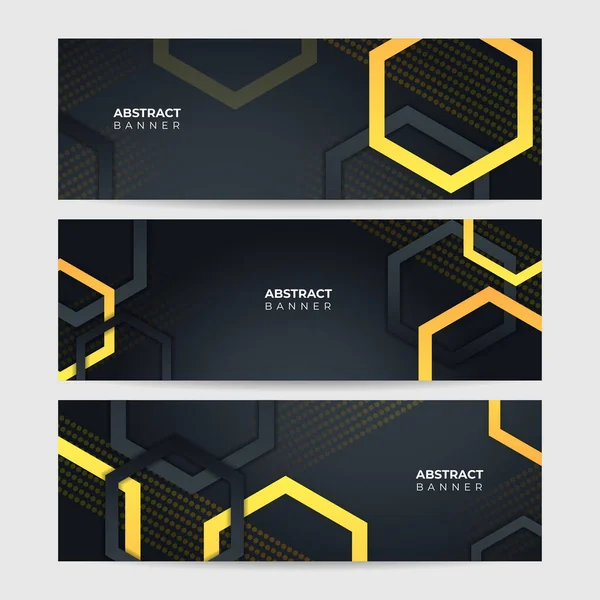 Modern Black Gold Abstract Web Banner Background Creative Design Vector — Stock Vector