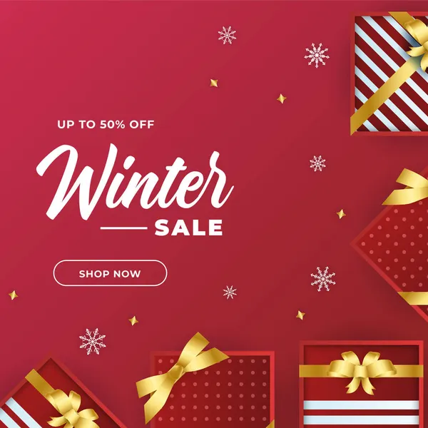 Vânzare Crăciun Iarna Etichete Promoționale Carduri Publicitate Oferte Speciale Vânzări — Vector de stoc