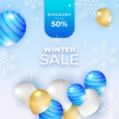 Noel kış sonu indirimi tasarım şablonu. Soyut kare Kış Tatili sanat şablonları. Sosyal medya paylaşımı, mobil uygulamalar, pankart tasarımı ve İnternet / İnternet reklamları için elverişli.