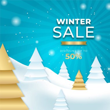 Noel kış sonu indirimi tasarım şablonu. Soyut kare Kış Tatili sanat şablonları. Sosyal medya paylaşımı, mobil uygulamalar, pankart tasarımı ve İnternet / İnternet reklamları için elverişli.