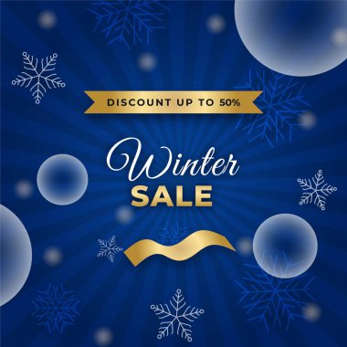 Noel kış sonu indirimi tasarım şablonu. Soyut kare Kış Tatili sanat şablonları. Sosyal medya paylaşımı, mobil uygulamalar, pankart tasarımı ve İnternet / İnternet reklamları için elverişli.