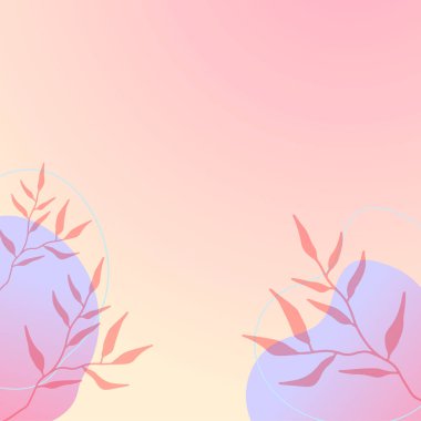 Soyut organik çiçekler, yapraklar, sıvı, rengarenk canlı renklere sahip dalga minimalist arka plan. Tebrik kartları, davetiyeler, el ilanları ve sosyal medya şablonu için iyidir.