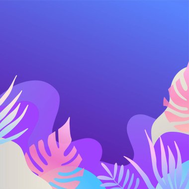 Soyut organik çiçekler, yapraklar, sıvı, rengarenk canlı renklere sahip dalga minimalist arka plan. Tebrik kartları, davetiyeler, el ilanları ve sosyal medya şablonu için iyidir.