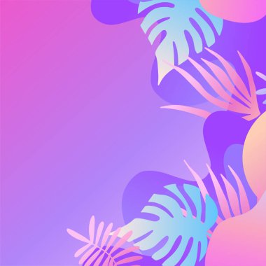 Soyut organik çiçekler, yapraklar, sıvı, rengarenk canlı renklere sahip dalga minimalist arka plan. Tebrik kartları, davetiyeler, el ilanları ve sosyal medya şablonu için iyidir.