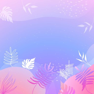 Soyut organik çiçekler, yapraklar, sıvı, rengarenk canlı renklere sahip dalga minimalist arka plan. Tebrik kartları, davetiyeler, el ilanları ve sosyal medya şablonu için iyidir.