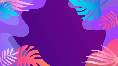 Soyut organik çiçekler, yapraklar, sıvı, rengarenk canlı renklere sahip dalga minimalist arka plan. Tebrik kartları, davetiyeler, el ilanları ve sosyal medya şablonu için iyidir.