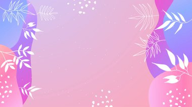 Soyut organik çiçekler, yapraklar, sıvı, rengarenk canlı renklere sahip dalga minimalist arka plan. Tebrik kartları, davetiyeler, el ilanları ve sosyal medya şablonu için iyidir.