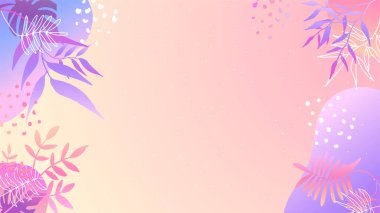 Soyut organik çiçekler, yapraklar, sıvı, rengarenk canlı renklere sahip dalga minimalist arka plan. Tebrik kartları, davetiyeler, el ilanları ve sosyal medya şablonu için iyidir.