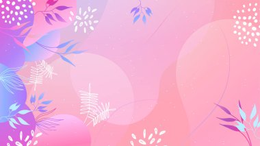 Soyut organik çiçekler, yapraklar, sıvı, rengarenk canlı renklere sahip dalga minimalist arka plan. Tebrik kartları, davetiyeler, el ilanları ve sosyal medya şablonu için iyidir.