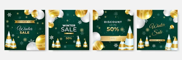 Winter Weihnachten Ende Des Jahres Verkauf Social Media Grußkarten Trendige — Stockvektor