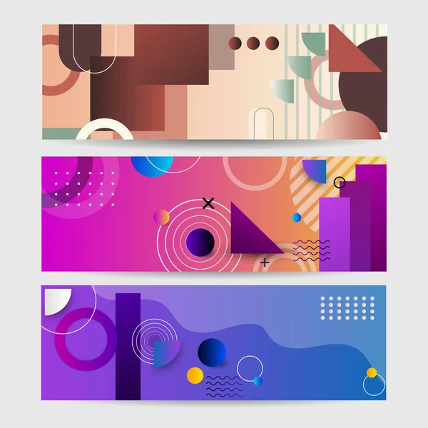 カラフルな抽象的なメンフィスのバナー 現代の抽象的なウェブバナーの背景創造的なデザイン プレゼンテーション バナー カバー ウェブ チラシ カード ポスター ゲーム — ストックベクタ