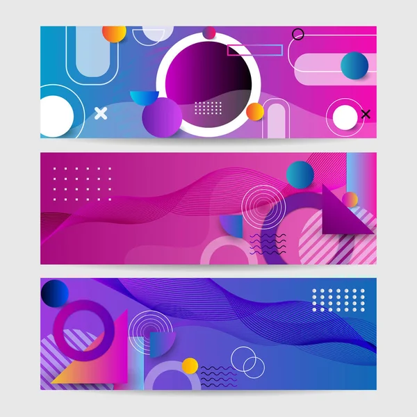Colorido Banner Abstracto Memphis Diseño Creativo Moderno Fondo Banner Web — Vector de stock