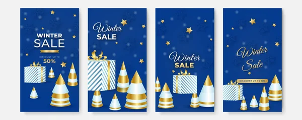 Winter Weihnachten Ende Des Jahres Verkauf Social Media Grußkarten Trendige — Stockvektor
