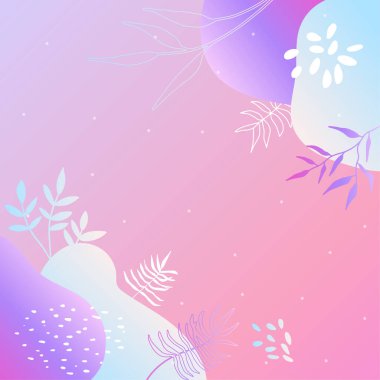 Renkli moda soyut organik çiçekli minimalist sanat tasarımı arkaplanı gradyan canlı renkli. Pembe, pastel renk, mavi, yumuşak renk çiçekli arka plan. Güzellik moda afişleri tasarımı.