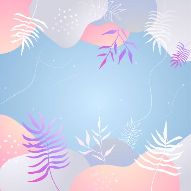 Renkli moda soyut organik çiçekli minimalist sanat tasarımı arkaplanı gradyan canlı renkli. Pembe, pastel renk, mavi, yumuşak renk çiçekli arka plan. Güzellik moda afişleri tasarımı.