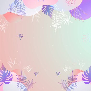 Renkli moda soyut organik çiçekli minimalist sanat tasarımı arkaplanı gradyan canlı renkli. Pembe, pastel renk, mavi, yumuşak renk çiçekli arka plan. Güzellik moda afişleri tasarımı.