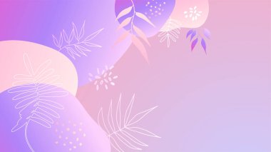Renkli moda soyut organik çiçekli minimalist sanat tasarımı arkaplanı gradyan canlı renkli. Pembe, pastel renk, mavi, yumuşak renk çiçekli arka plan. Güzellik moda afişleri tasarımı.