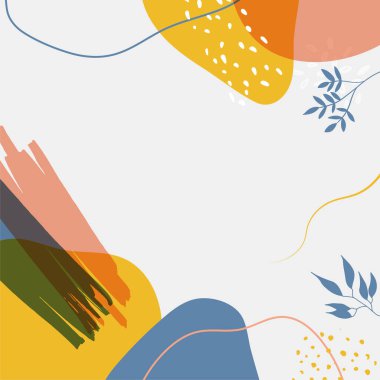 Akan sıvı şekilleri, çiçekleri, fırçaları, yaprakları, el yapımı dokuları ve kabarcıkları olan son moda minimalist organik arka plan. Bronz, çıplak, şampanya, bej, pastel, pembe, kahverengi, toprak rengi.