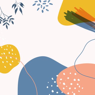 Akan sıvı şekilleri, çiçekleri, fırçaları, yaprakları, el yapımı dokuları ve kabarcıkları olan son moda minimalist organik arka plan. Bronz, çıplak, şampanya, bej, pastel, pembe, kahverengi, toprak rengi.