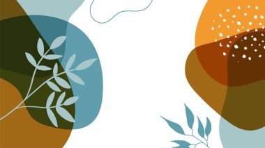 Akan sıvı şekilleri, çiçekleri, fırçaları, yaprakları, el yapımı dokuları ve kabarcıkları olan son moda minimalist organik arka plan. Bronz, çıplak, şampanya, bej, pastel, pembe, kahverengi, toprak rengi.