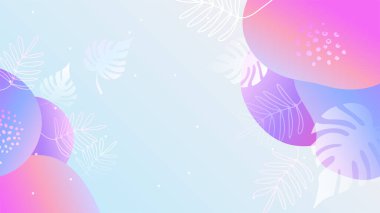 Renkli moda soyut organik çiçekli minimalist sanat tasarımı arkaplanı gradyan canlı renkli. Pembe, pastel renk, mavi, yumuşak renk çiçekli arka plan. Güzellik moda afişleri tasarımı.