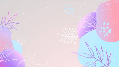 Renkli moda soyut organik çiçekli minimalist sanat tasarımı arkaplanı gradyan canlı renkli. Pembe, pastel renk, mavi, yumuşak renk çiçekli arka plan. Güzellik moda afişleri tasarımı.