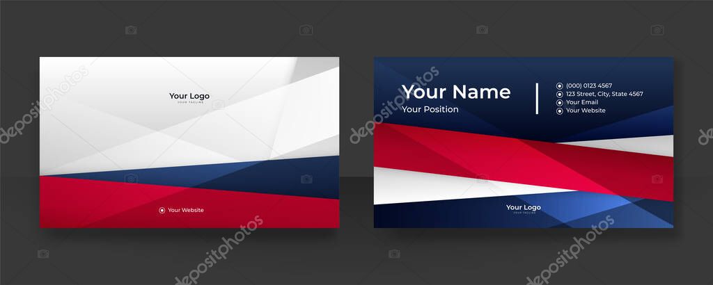 Business blue red black white card design with elegant pattern. Creative and clean business card template. Modern concept with futuristic digital technology corporate style. Modern Vector illustration