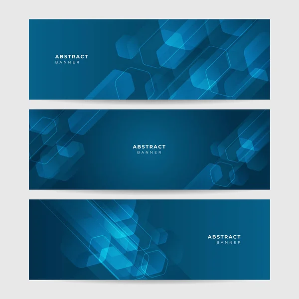 Blue Abstract Vector Business Long Banner Template Horizontal Header Web — Stock Vector