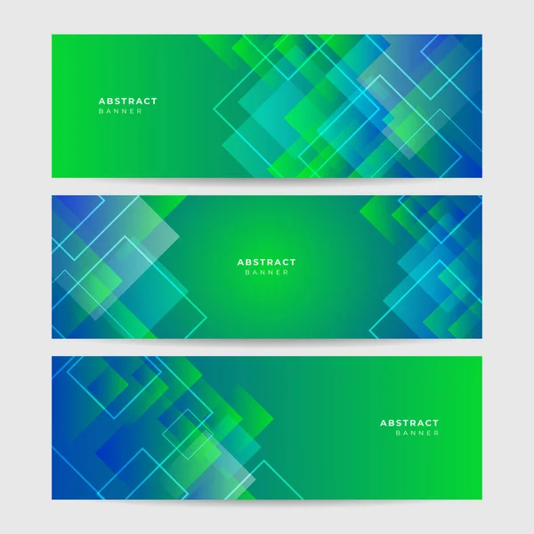 Modrá Zelená Abstraktní Vektor Podnikání Dlouhý Banner Šablony Vodorovný Nápis — Stockový vektor
