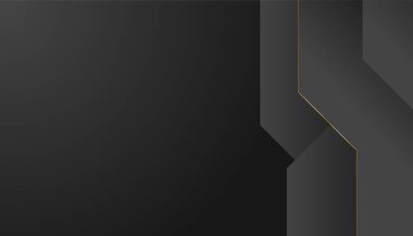 Altın çizgileri olan modern siyah soyut teknoloji arka planı.