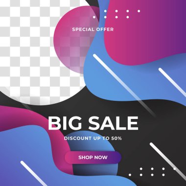 Sosyal medya paylaşım şablonu indirimi. Dinamik modern sıvı indirimli indirimli pankartlar. Kara Cuma, flaş satış, son yıl satışı, yaz satışı, kış satışı, yeni yıl satışı, sevgililer günü satışı.