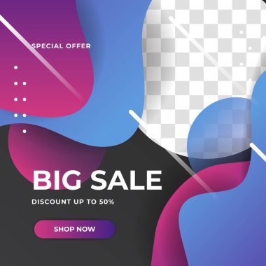 Sosyal medya paylaşım şablonu indirimi. Dinamik modern sıvı indirimli indirimli pankartlar. Kara Cuma, flaş satış, son yıl satışı, yaz satışı, kış satışı, yeni yıl satışı, sevgililer günü satışı.