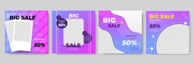 Sosyal medya satışı, web sayfası, cep telefonu için dinamik modern sıvı satışı afişleri. Satış afişi şablonu tasarımı özel teklif seti.