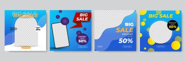 Sosyal medya satışı, web sayfası, cep telefonu için dinamik modern sıvı satışı afişleri. Satış afişi şablonu tasarımı özel teklif seti.