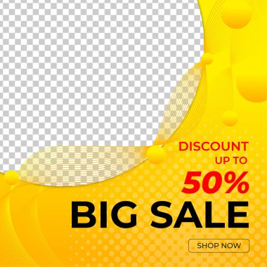 Düzenlenebilir kare pankart şablonu. Soyut şekilli modern dinamik arkaplan rengi. Sosyal medya şablonu, instagram ve internet reklamları için uygun. Fotoğraf okuluyla vektör illüstrasyonu