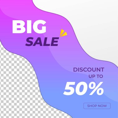 Düzenlenebilir kare pankart şablonu. Soyut şekilli modern dinamik arkaplan rengi. Sosyal medya şablonu, instagram ve internet reklamları için uygun. Fotoğraf okuluyla vektör illüstrasyonu