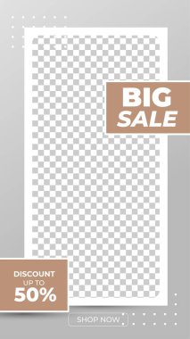 Düzenlenebilir hikaye afiş şablonu. Soyut şekilli modern dinamik arkaplan rengi. Sosyal medya şablonu, instagram ve internet reklamları için uygun. Fotoğraf okuluyla vektör illüstrasyonu