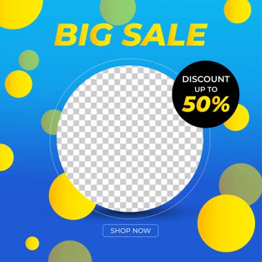 Düzenlenebilir kare pankart şablonu. Soyut şekilli modern dinamik arkaplan rengi. Sosyal medya şablonu, instagram ve internet reklamları için uygun. Fotoğraf okuluyla vektör illüstrasyonu