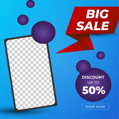 Düzenlenebilir kare pankart şablonu. Soyut şekilli modern dinamik arkaplan rengi. Sosyal medya şablonu, instagram ve internet reklamları için uygun. Fotoğraf okuluyla vektör illüstrasyonu