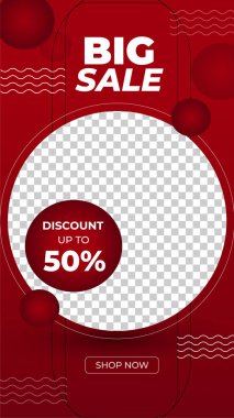 Düzenlenebilir hikaye afiş şablonu. Soyut şekilli modern dinamik arkaplan rengi. Sosyal medya şablonu, instagram ve internet reklamları için uygun. Fotoğraf okuluyla vektör illüstrasyonu