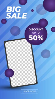 Düzenlenebilir hikaye afiş şablonu. Soyut şekilli modern dinamik arkaplan rengi. Sosyal medya şablonu, instagram ve internet reklamları için uygun. Fotoğraf okuluyla vektör illüstrasyonu