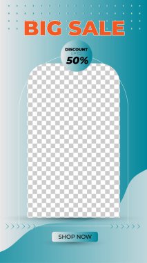 Düzenlenebilir hikaye afiş şablonu. Soyut şekilli modern dinamik arkaplan rengi. Sosyal medya şablonu, instagram ve internet reklamları için uygun. Fotoğraf okuluyla vektör illüstrasyonu