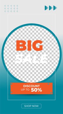 Düzenlenebilir hikaye afiş şablonu. Soyut şekilli modern dinamik arkaplan rengi. Sosyal medya şablonu, instagram ve internet reklamları için uygun. Fotoğraf okuluyla vektör illüstrasyonu