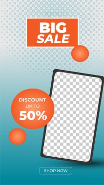 Düzenlenebilir hikaye afiş şablonu. Soyut şekilli modern dinamik arkaplan rengi. Sosyal medya şablonu, instagram ve internet reklamları için uygun. Fotoğraf okuluyla vektör illüstrasyonu