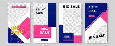 Sosyal ağlar ve vektör illüstrasyonları için modaya uygun bir şablon. Sosyal medya için tasarım geçmişi. Sosyal medya ve haberlerde indirimler ve mega satışlar için vektör bayrağı.