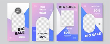 Sosyal ağlar ve vektör illüstrasyonları için modaya uygun bir şablon. Sosyal medya için tasarım geçmişi. Sosyal medya ve haberlerde indirimler ve mega satışlar için vektör bayrağı.