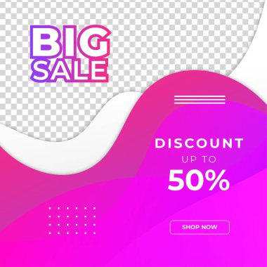 İndirimli indirimli pankart tasarımı sosyal medya şablonu. Sosyal medya iletileri, web sayfası, cep telefonu için dinamik modern sıvı satışı afişleri. Satış afişi şablonu tasarımı özel teklif seti.