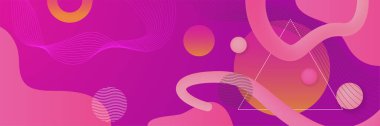 Modern turuncu pembe eğimli soyut geniş web afişi geometrik şekilli. Vektör dijital teknoloji soyut grafik tasarım afiş desen arka plan şablonu.